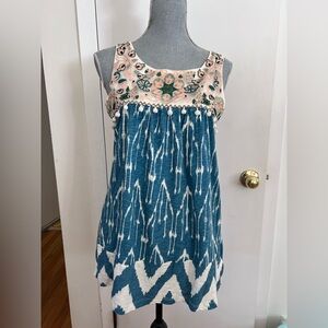 Anthropologie Tunic Tank Top Womens S Floreat Cascata - Embroidered Floral
